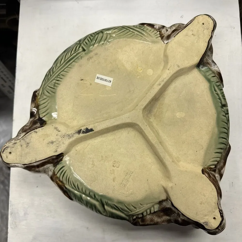 Vintage Elephant Heads Ceramic Planter Green Trunk‎ Up Roughly 10-13” x 4”